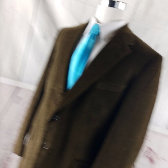 Evan Picone 42L Cotton Blend 2 Button Brown Pinstripe Corduroy Blazer Sport Coat - Picture 4 of 10